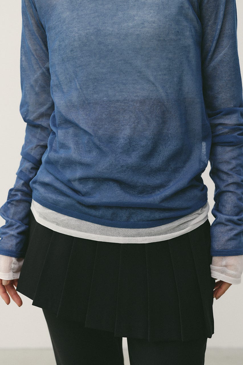 シアースキンニットトップ NVY FREE