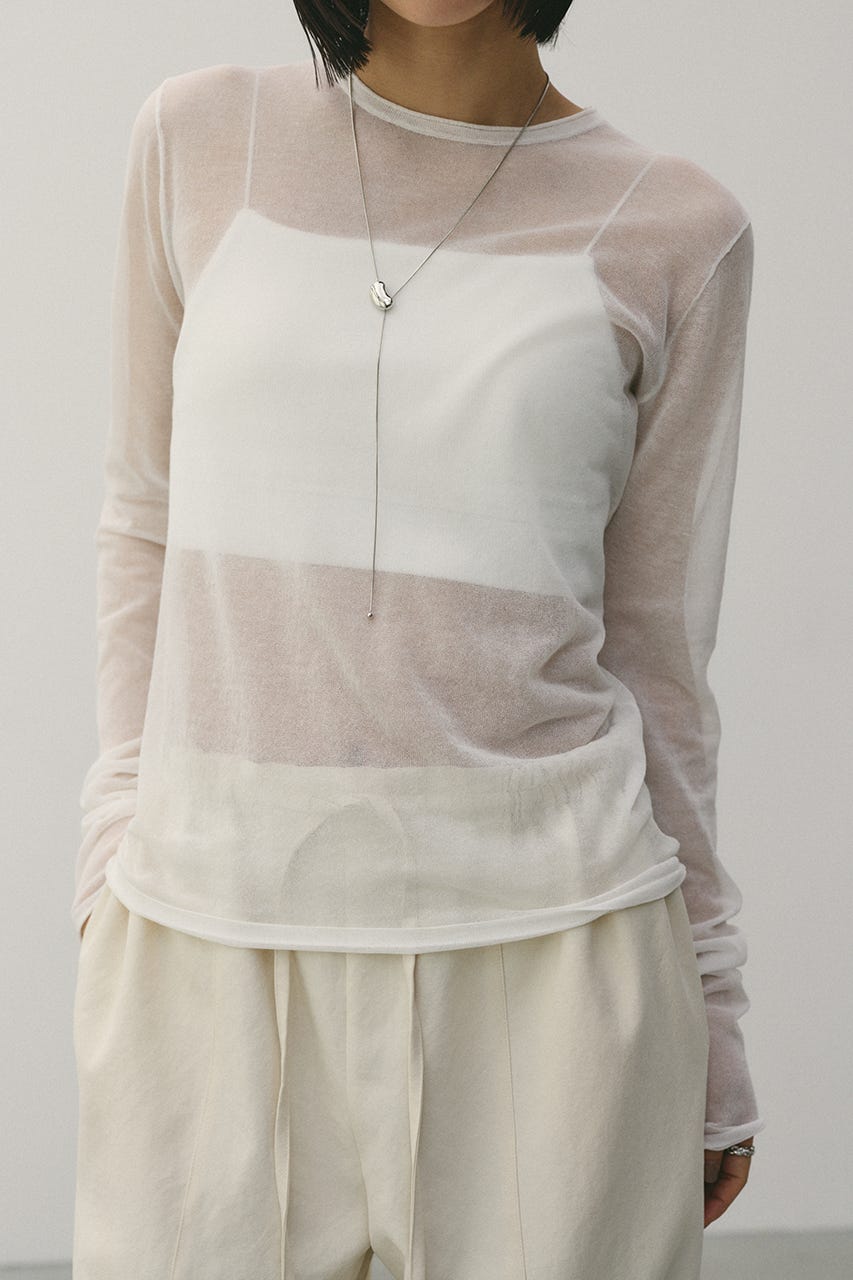 シアースキンニットトップ WHT FREE