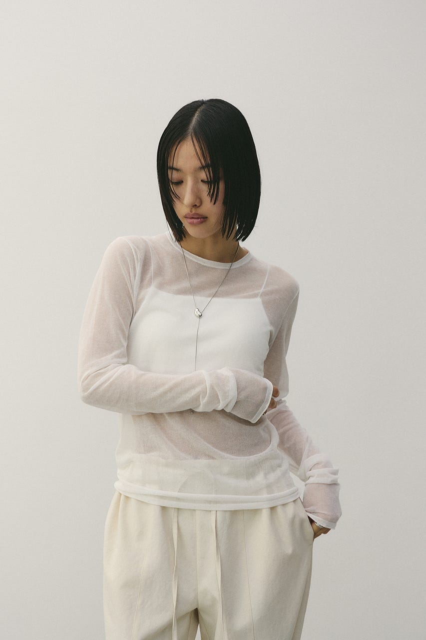 シアースキンニットトップ WHT FREE