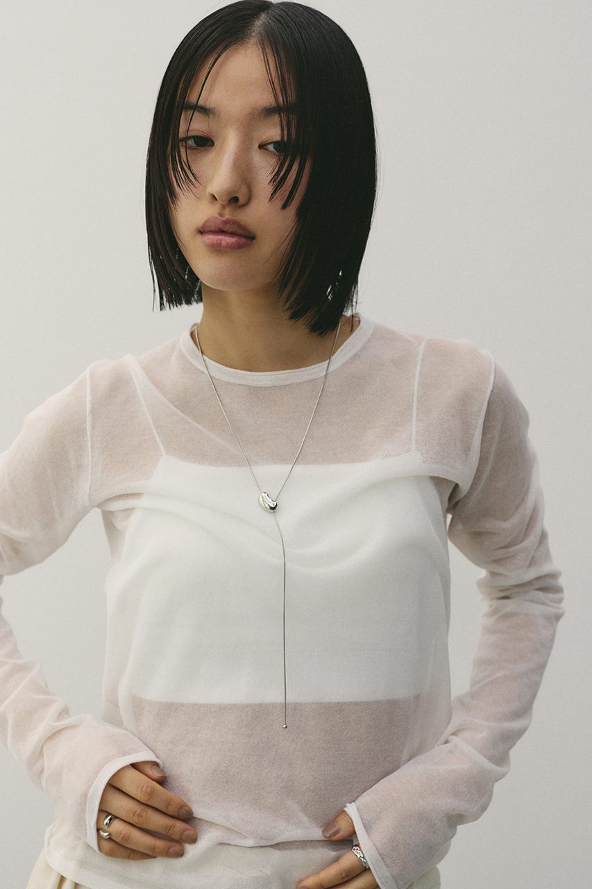 シアースキンニットトップ WHT FREE