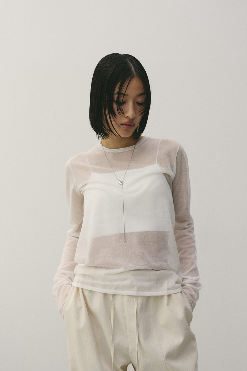 シアースキンニットトップ WHT FREE