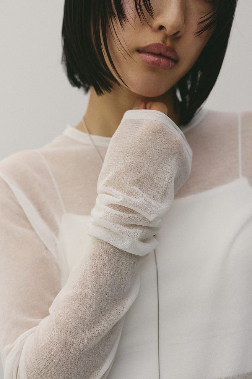 シアースキンニットトップ WHT FREE