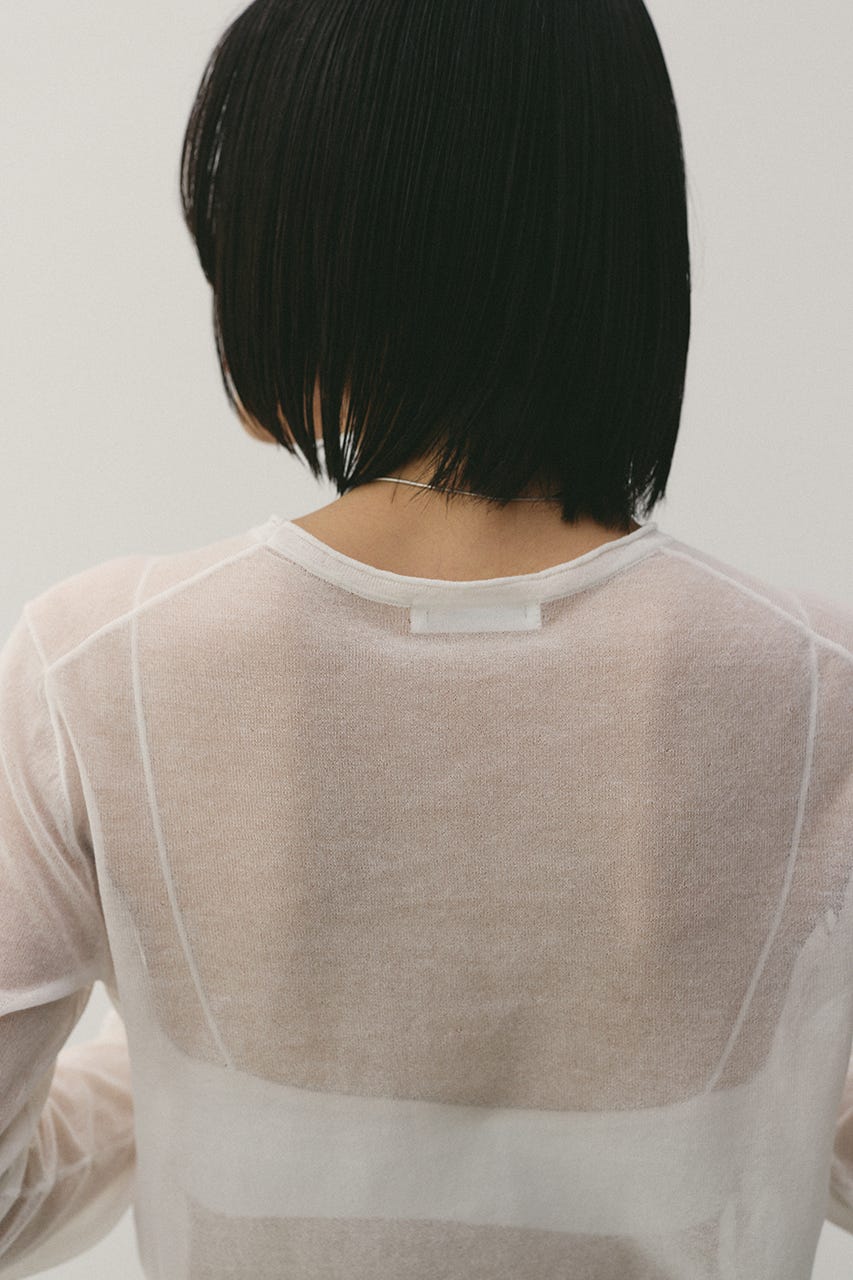 シアースキンニットトップ WHT FREE