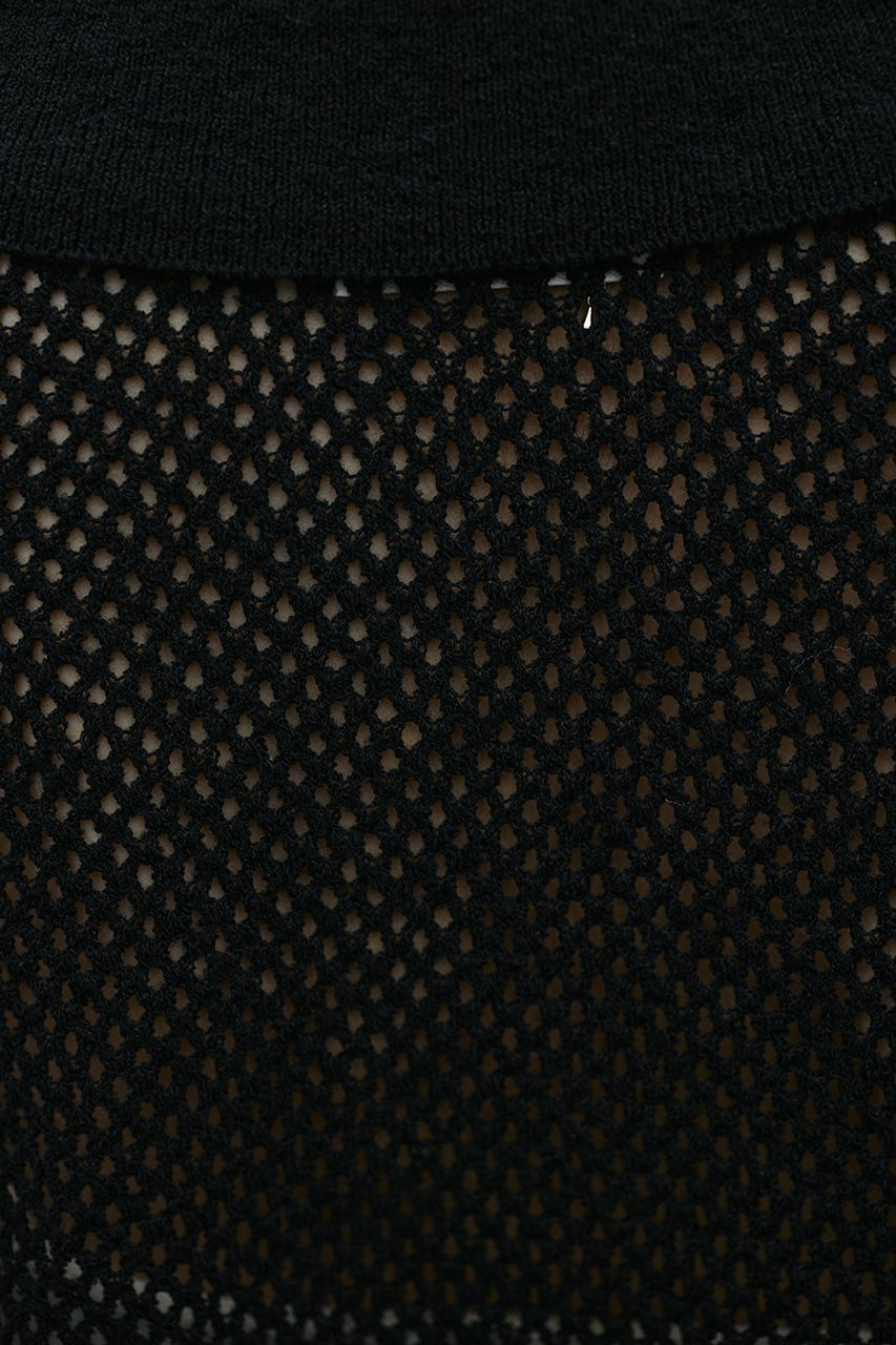 メッシュオーバーニットポロ BLK FREE