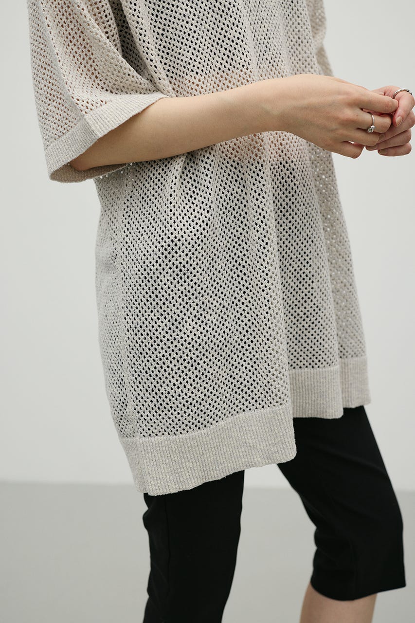 メッシュオーバーニットポロ GRY FREE