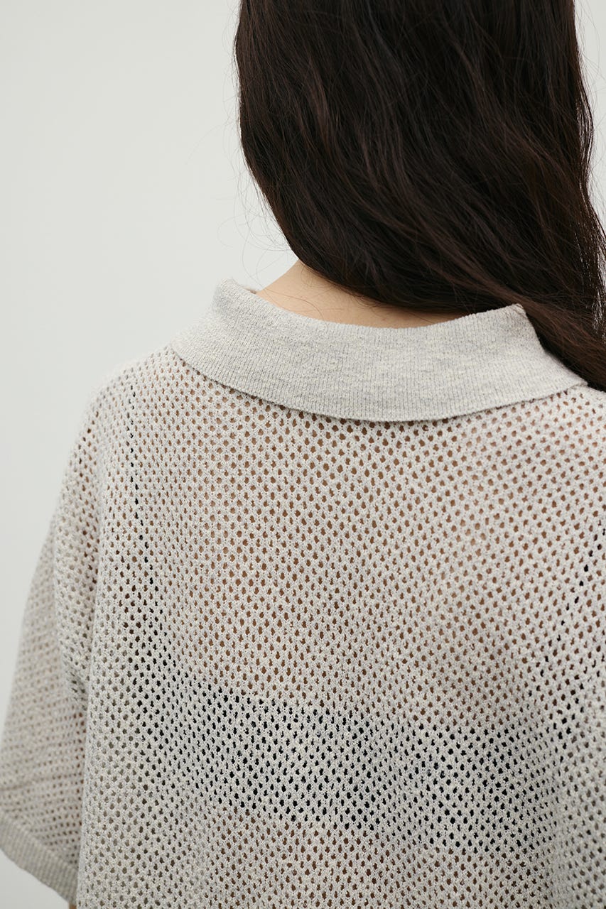 メッシュオーバーニットポロ GRY FREE