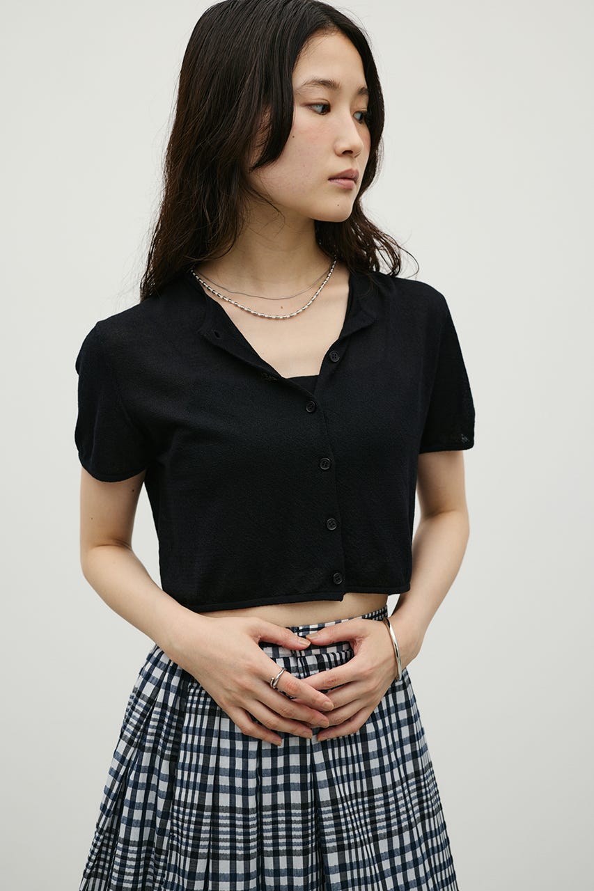 コンパクトニットカーデ BLK FREE