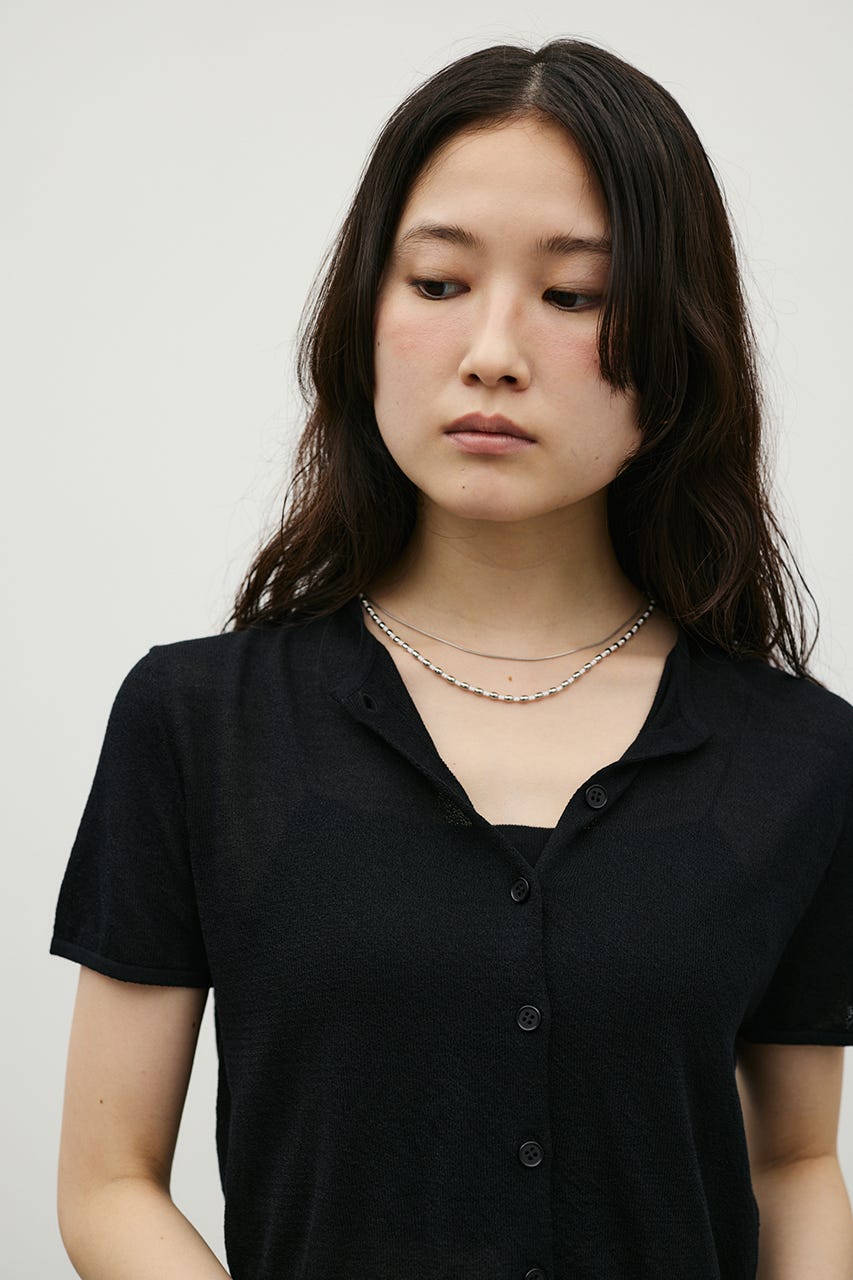 コンパクトニットカーデ BLK FREE