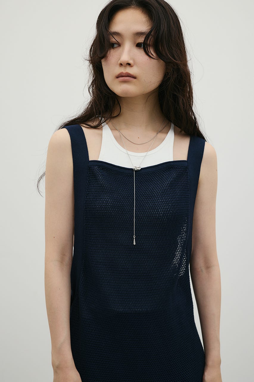 メッシュレイヤードワンピース NVY M