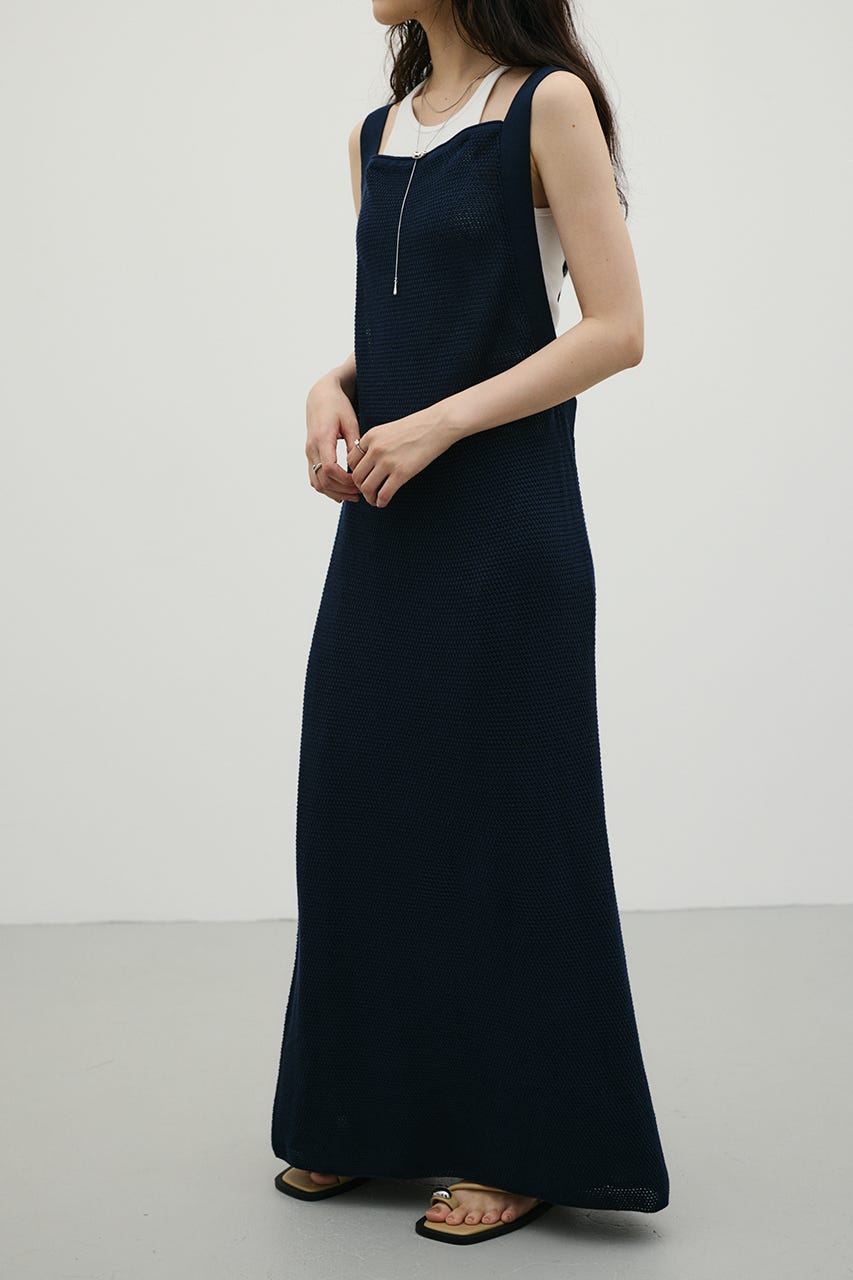 メッシュレイヤードワンピース NVY M