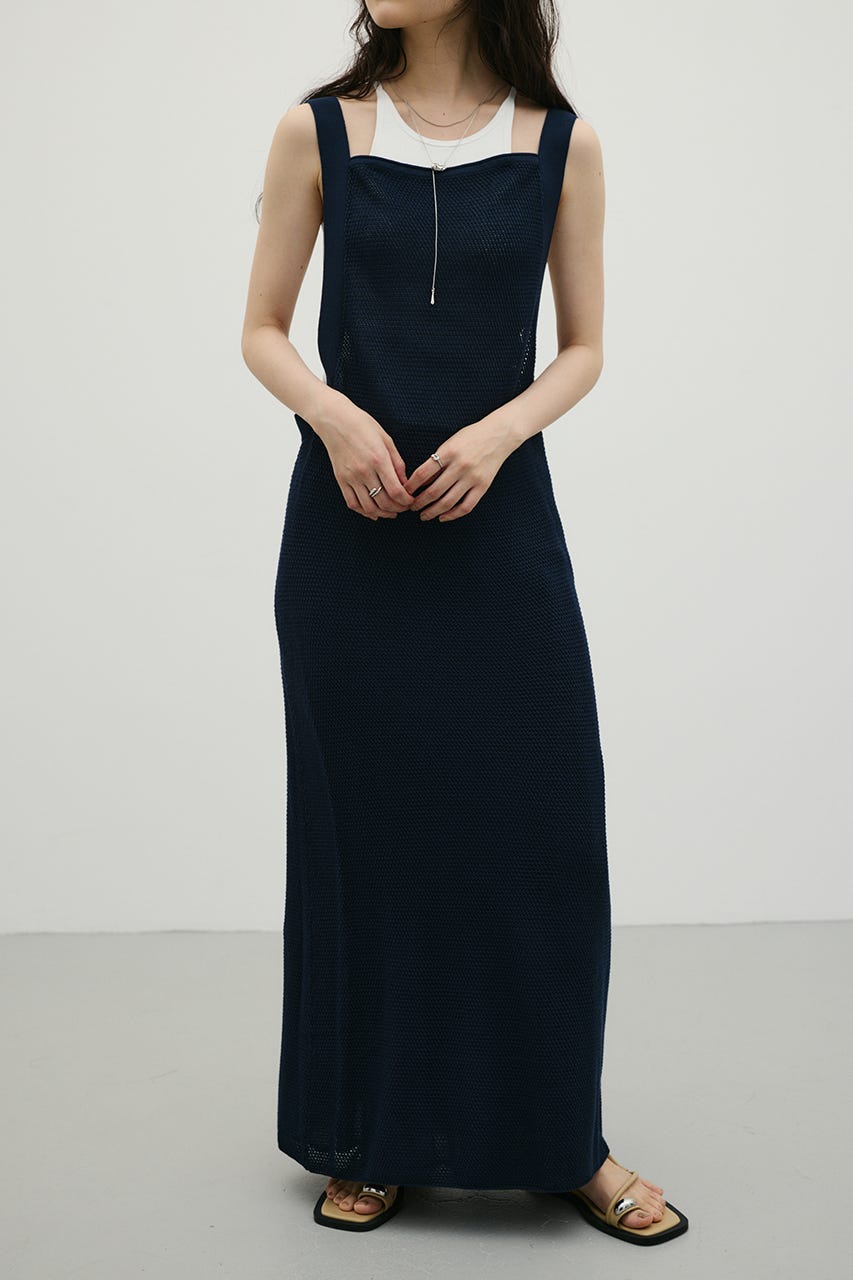 メッシュレイヤードワンピース NVY M