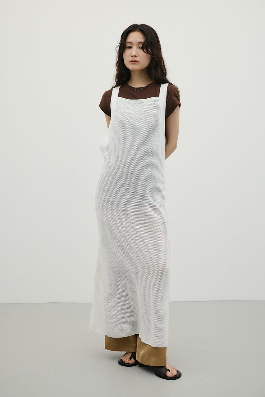 メッシュレイヤードワンピース WHT M