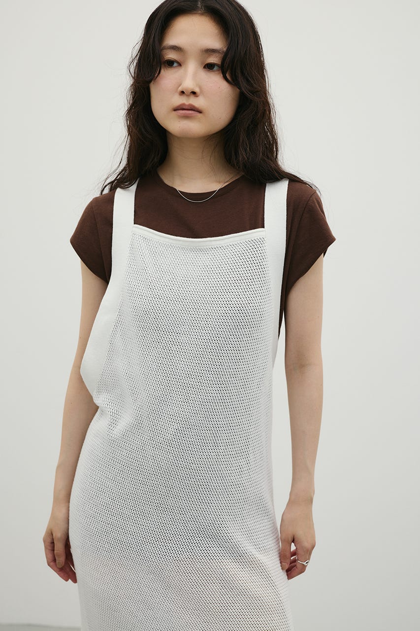 メッシュレイヤードワンピース WHT M