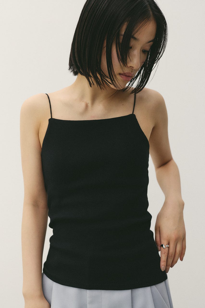 カップ付きバックオープンキャミ BLK S