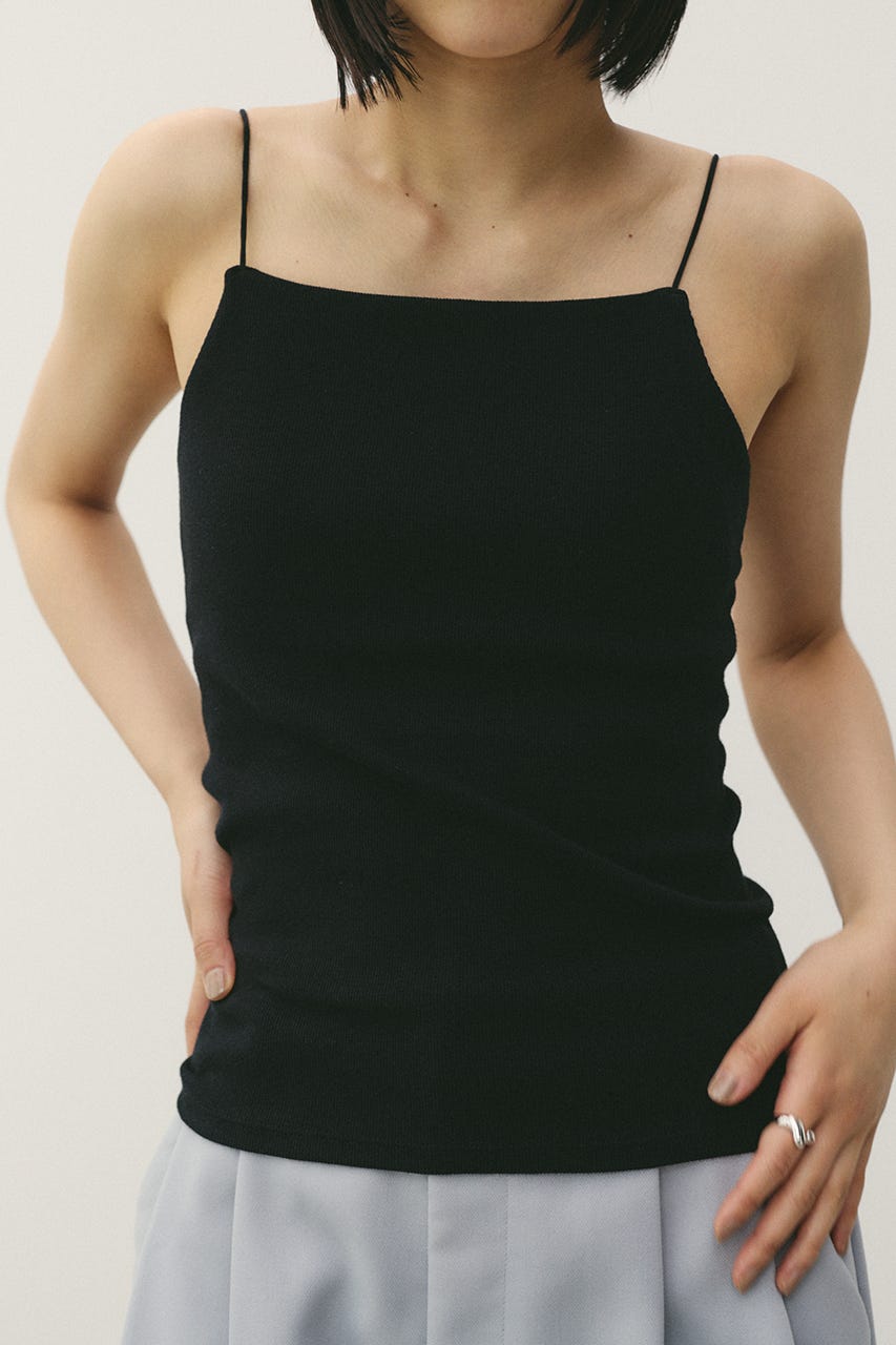 カップ付きバックオープンキャミ BLK S