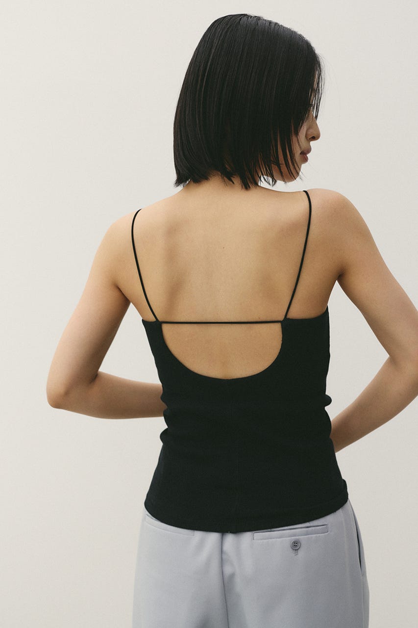 カップ付きバックオープンキャミ BLK S