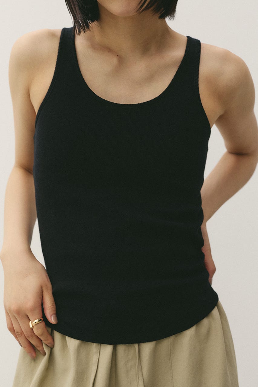 カップ付きリブタンクトップ BLK S