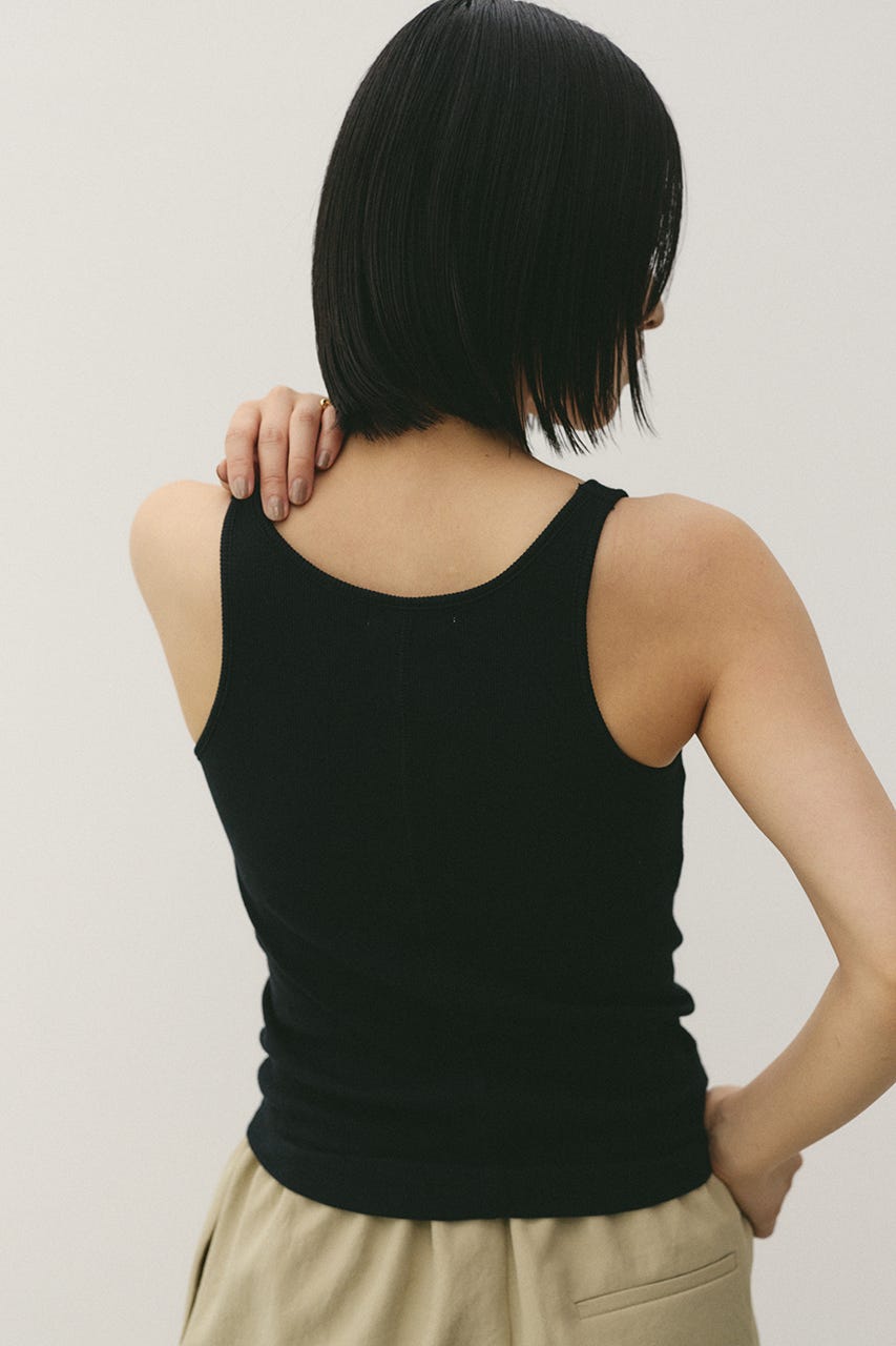 カップ付きリブタンクトップ BLK S