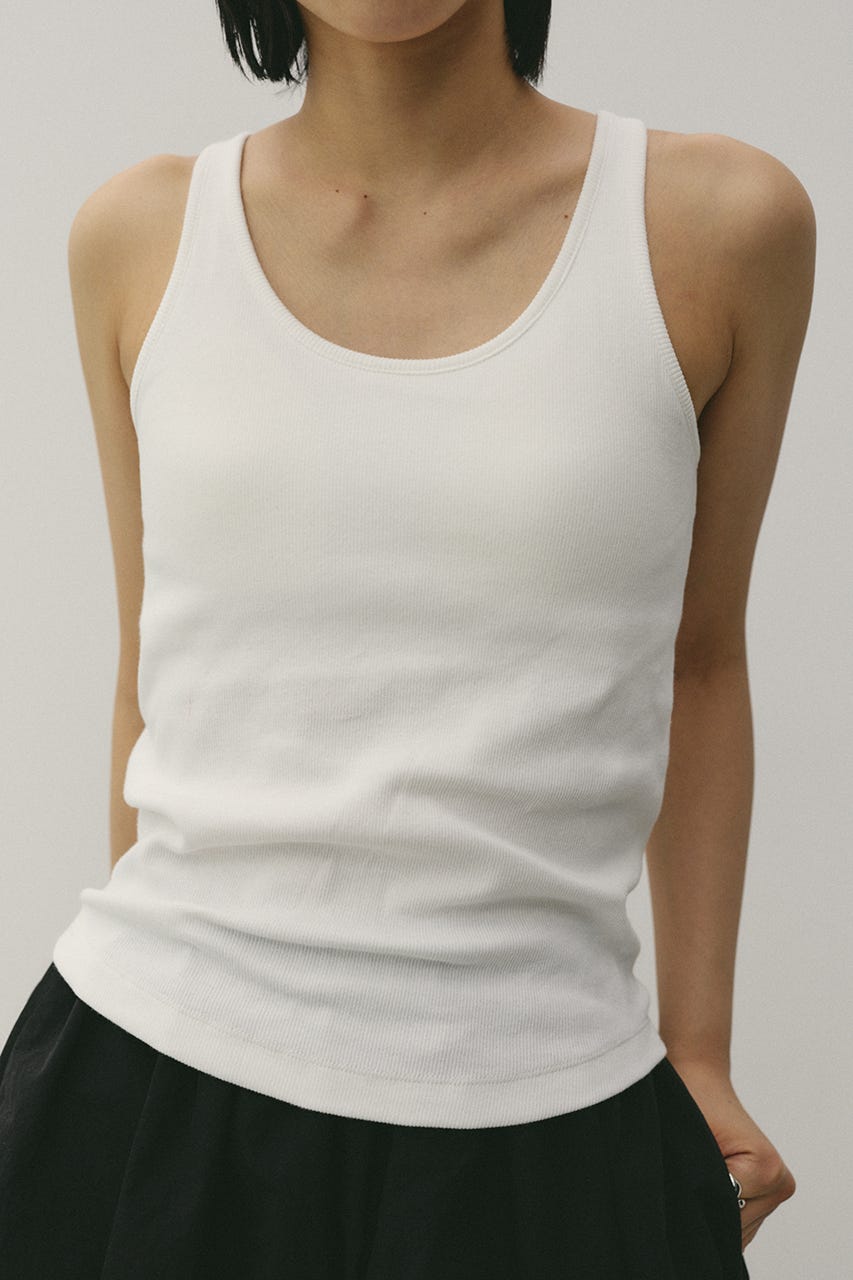 カップ付きリブタンクトップ WHT S
