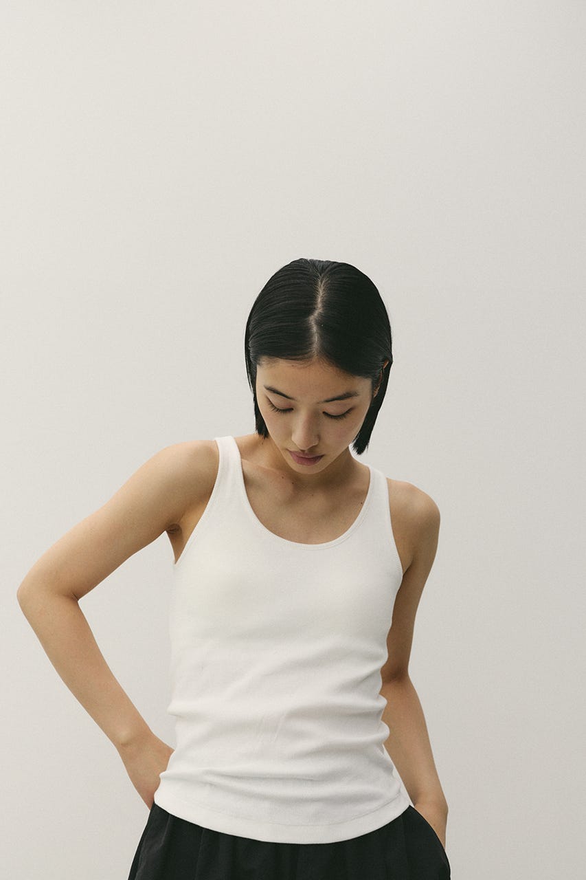 カップ付きリブタンクトップ WHT S