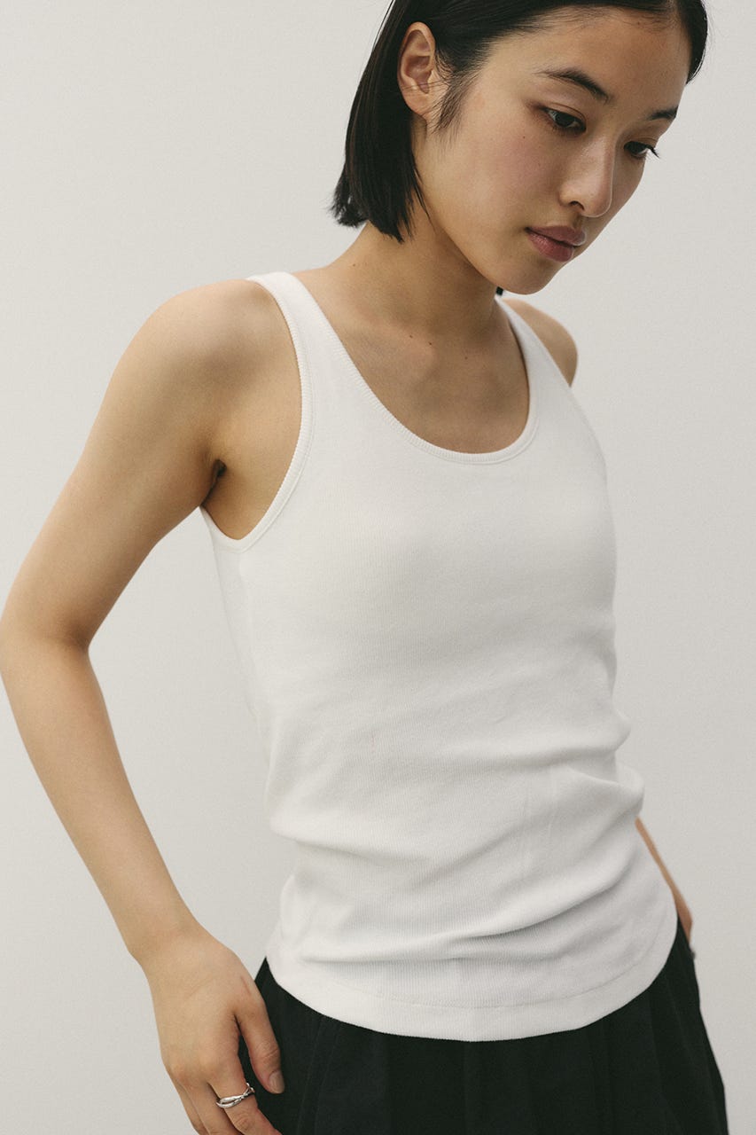 カップ付きリブタンクトップ WHT S