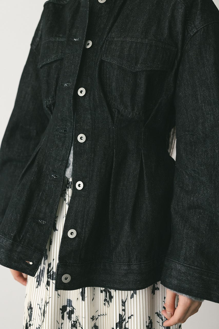 ペプラムデニムジャケット BLK S