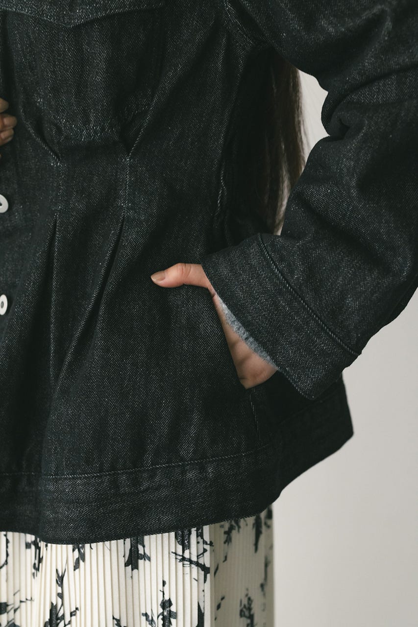 ペプラムデニムジャケット BLK S