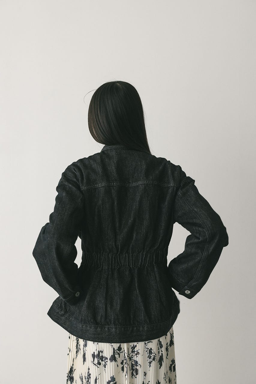 ペプラムデニムジャケット BLK S