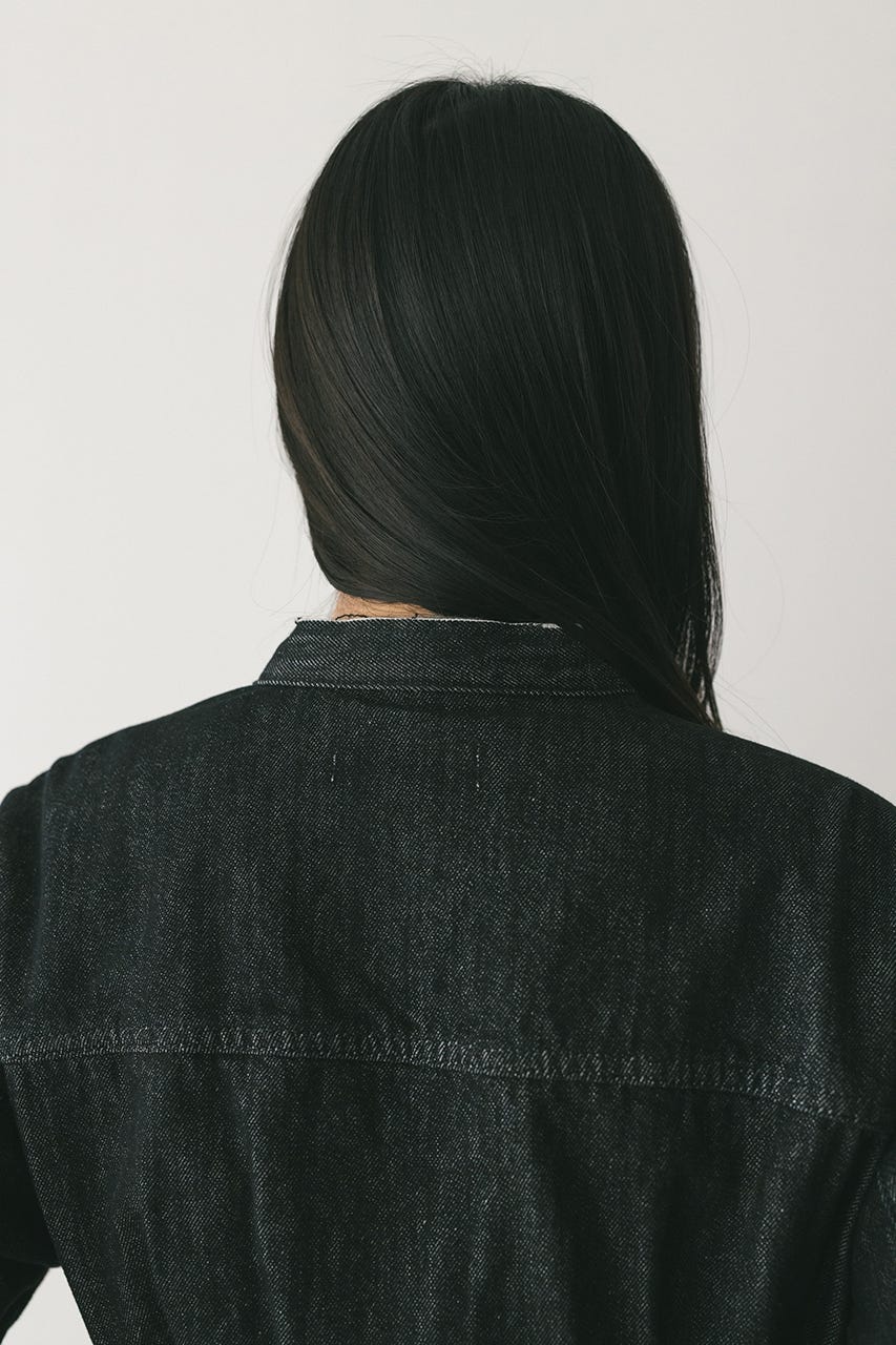 ペプラムデニムジャケット BLK S