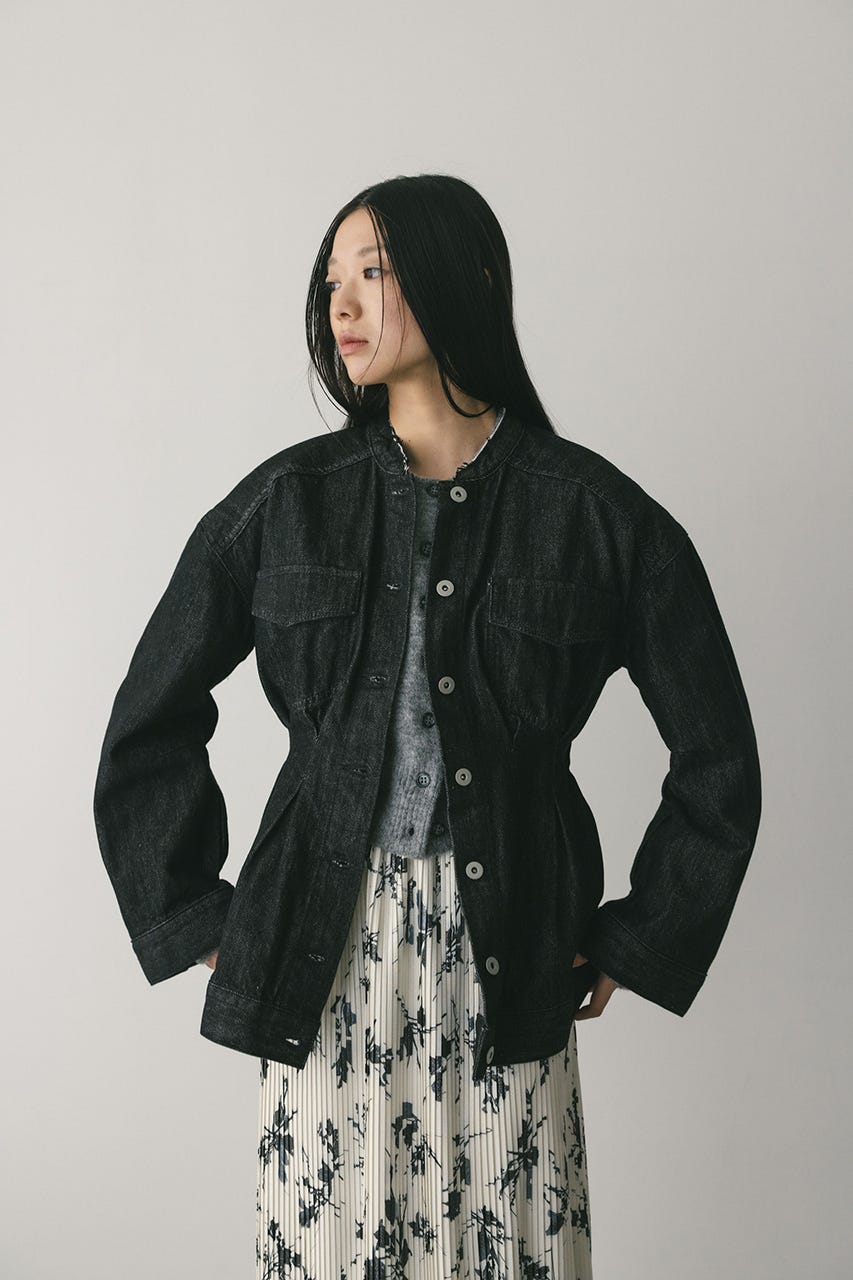 ペプラムデニムジャケット BLK S