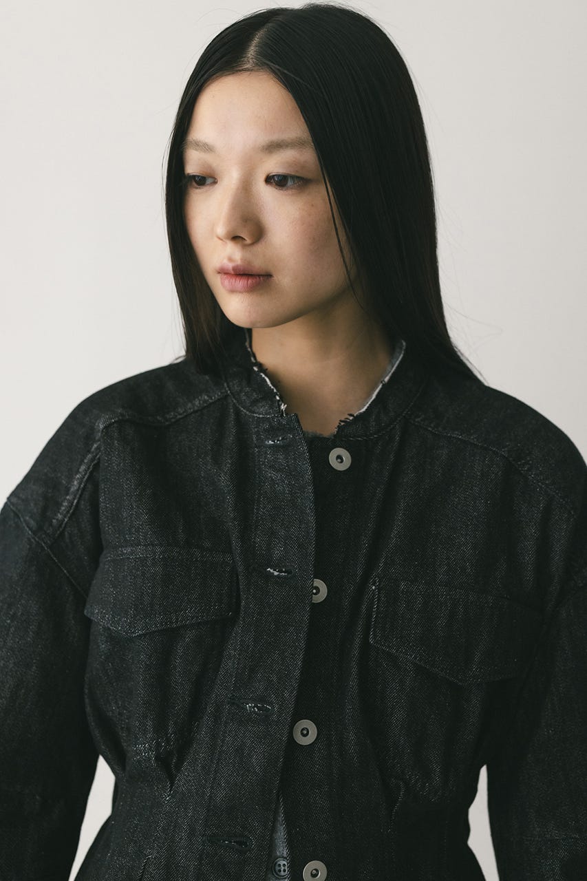 ペプラムデニムジャケット BLK S