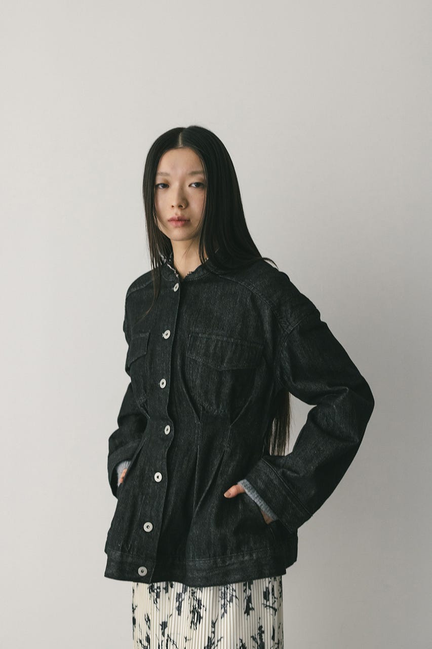 ペプラムデニムジャケット BLK S