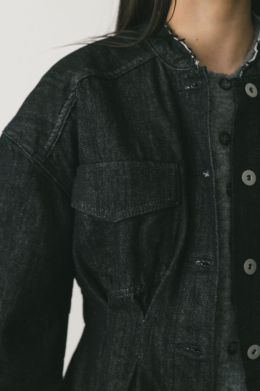 ペプラムデニムジャケット BLK S