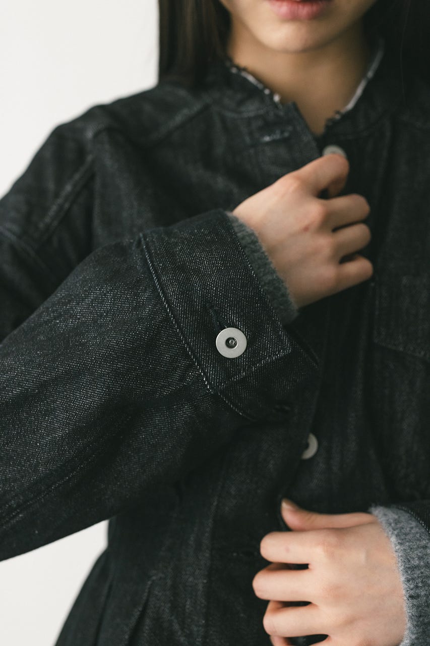 ペプラムデニムジャケット BLK S