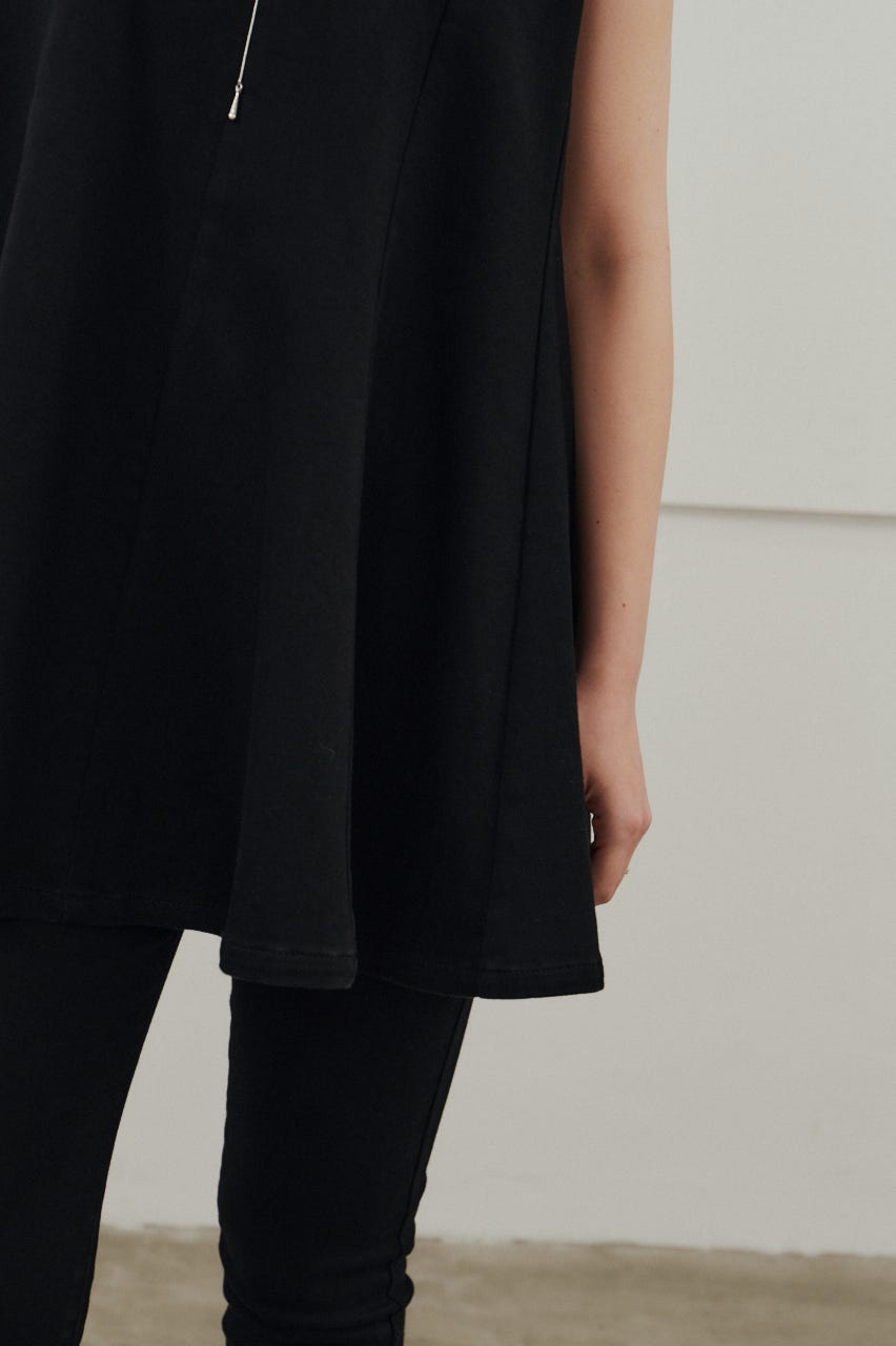 パネルフレアデニムチュニック BLK S