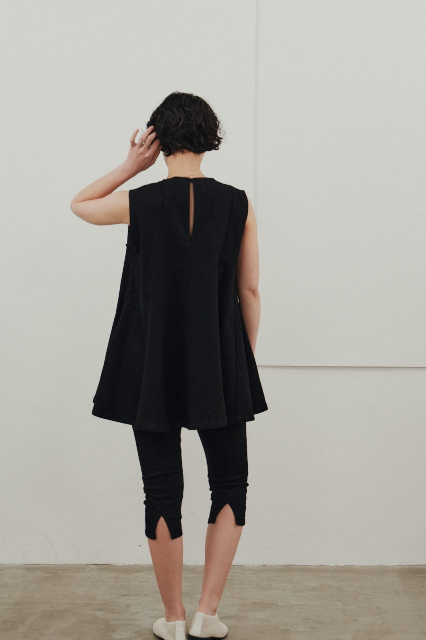 パネルフレアデニムチュニック BLK S