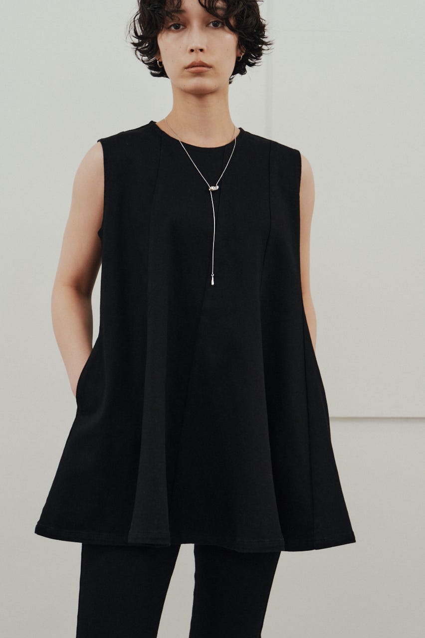 パネルフレアデニムチュニック BLK S