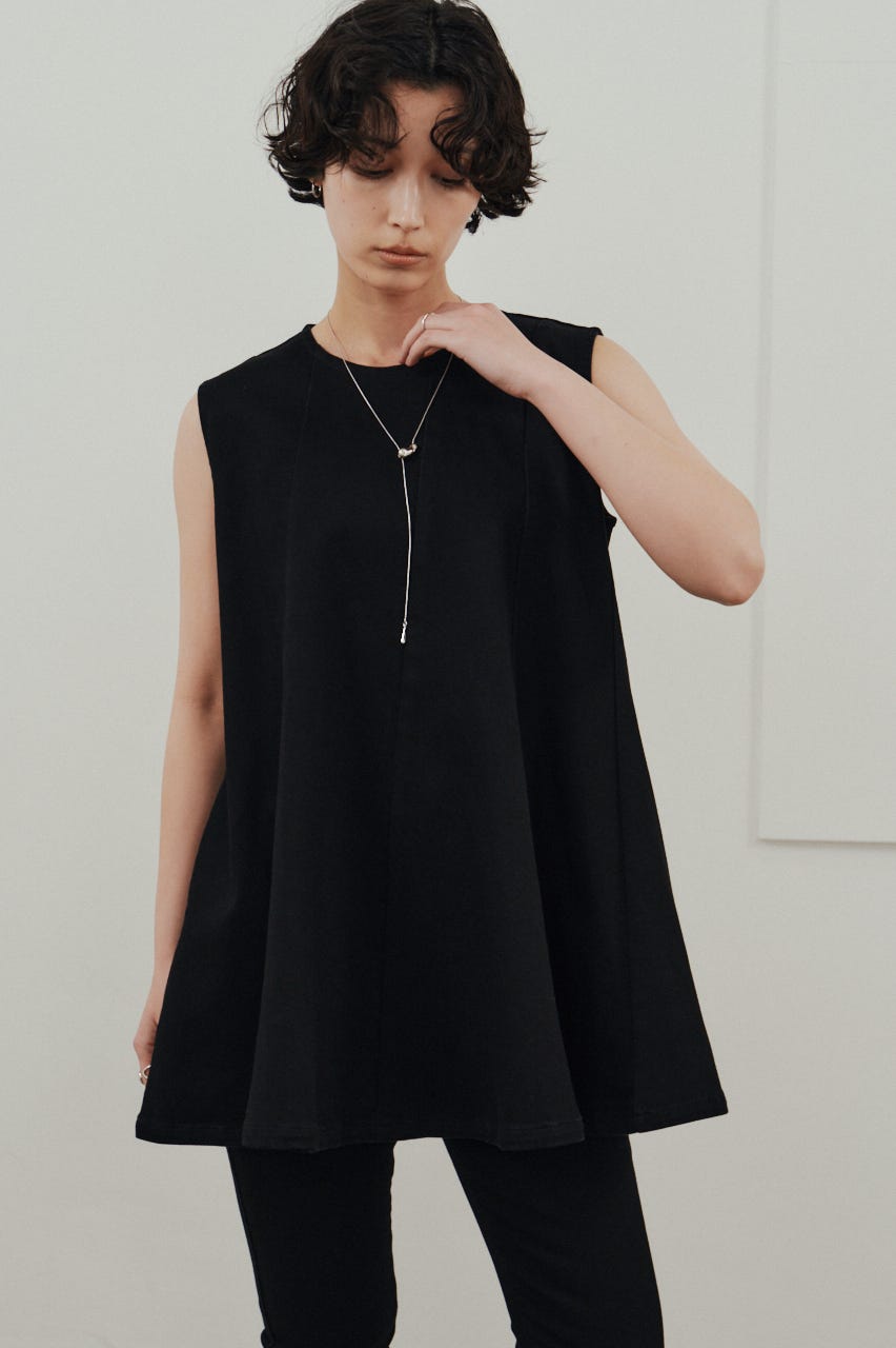 パネルフレアデニムチュニック BLK S