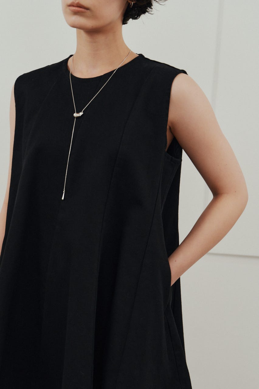 パネルフレアデニムチュニック BLK S