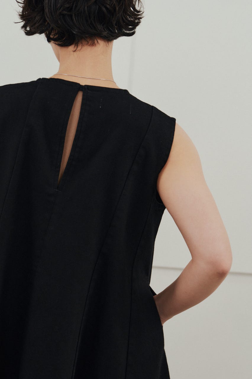 パネルフレアデニムチュニック BLK S