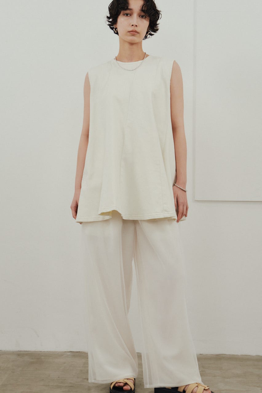 パネルフレアデニムチュニック WHT M