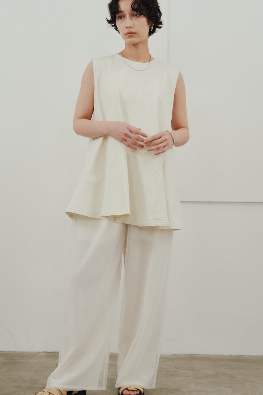 パネルフレアデニムチュニック WHT M