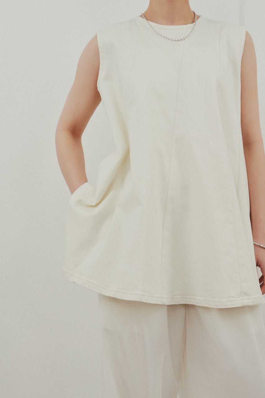 パネルフレアデニムチュニック WHT M