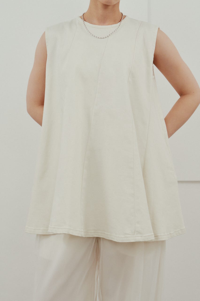 パネルフレアデニムチュニック WHT M