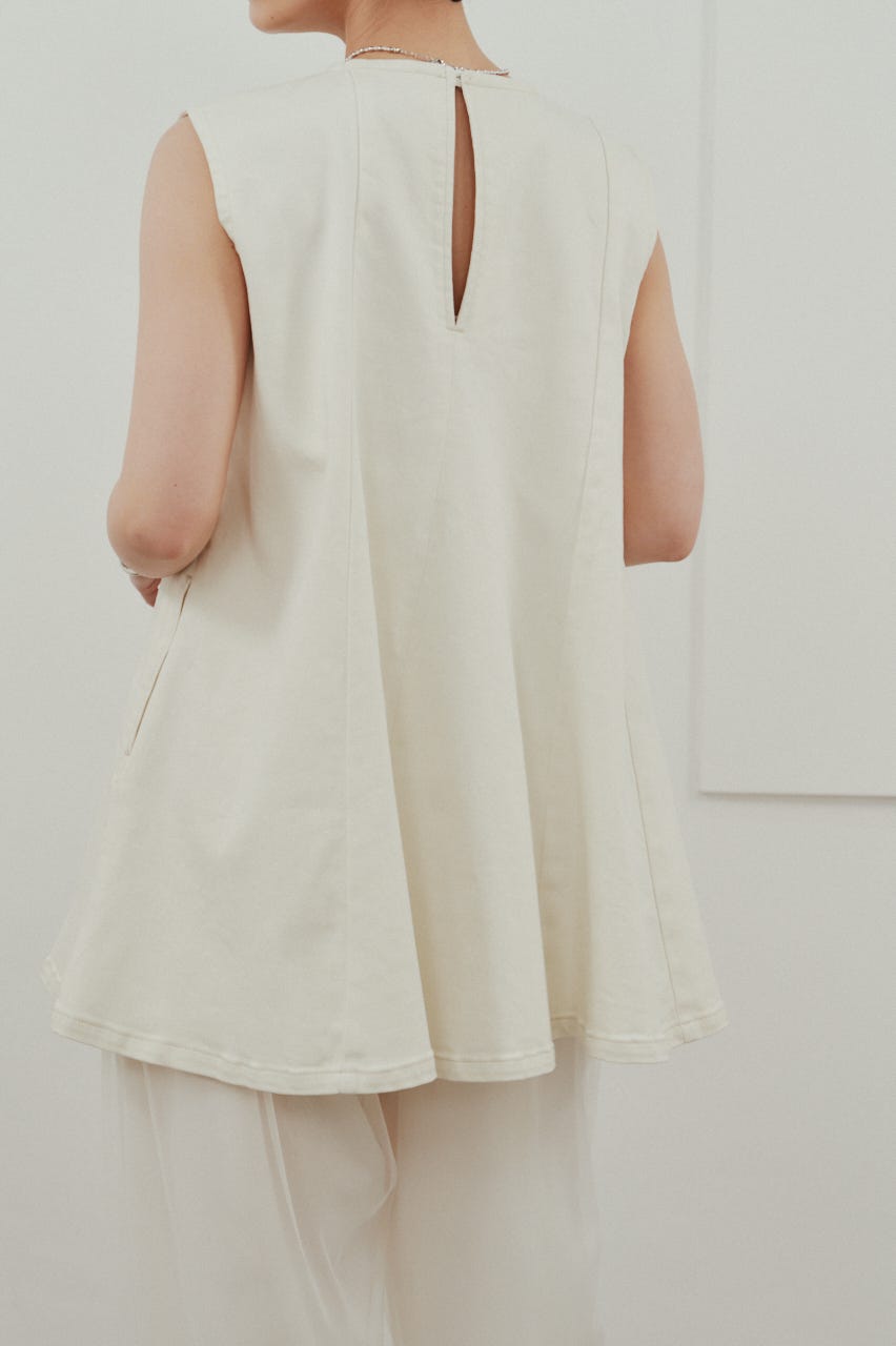 パネルフレアデニムチュニック WHT M