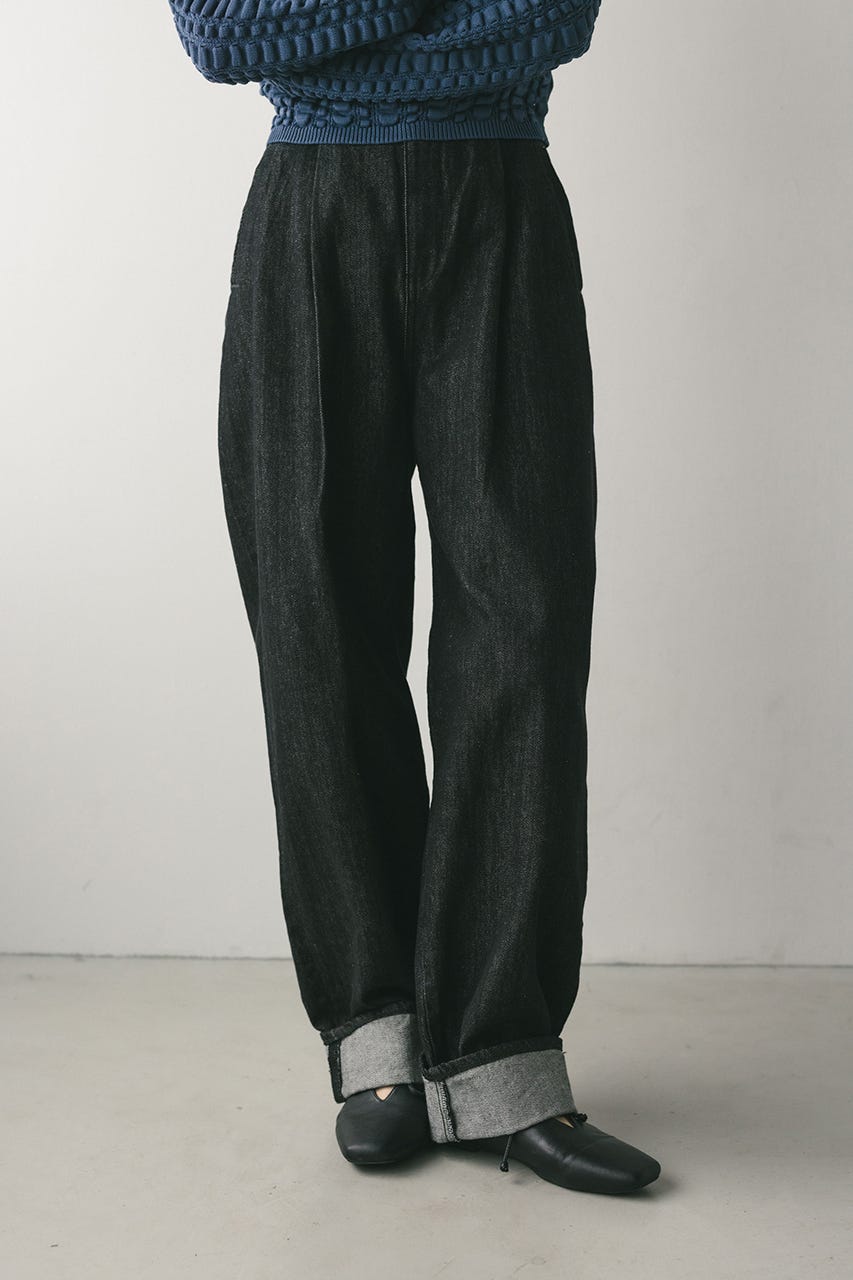 ロールアップタックデニム BLK S
