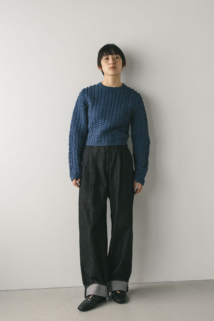 ロールアップタックデニム BLK S