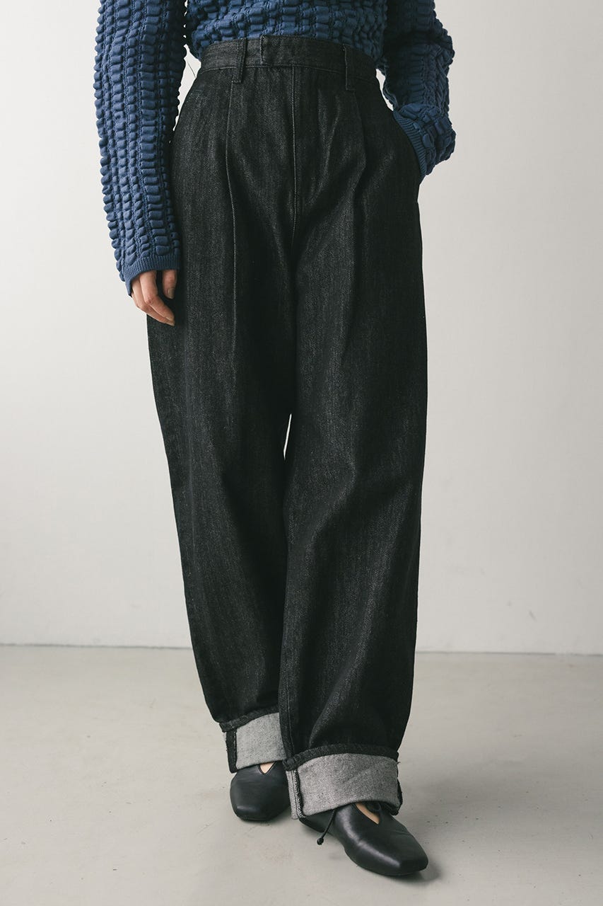 ロールアップタックデニム BLK S