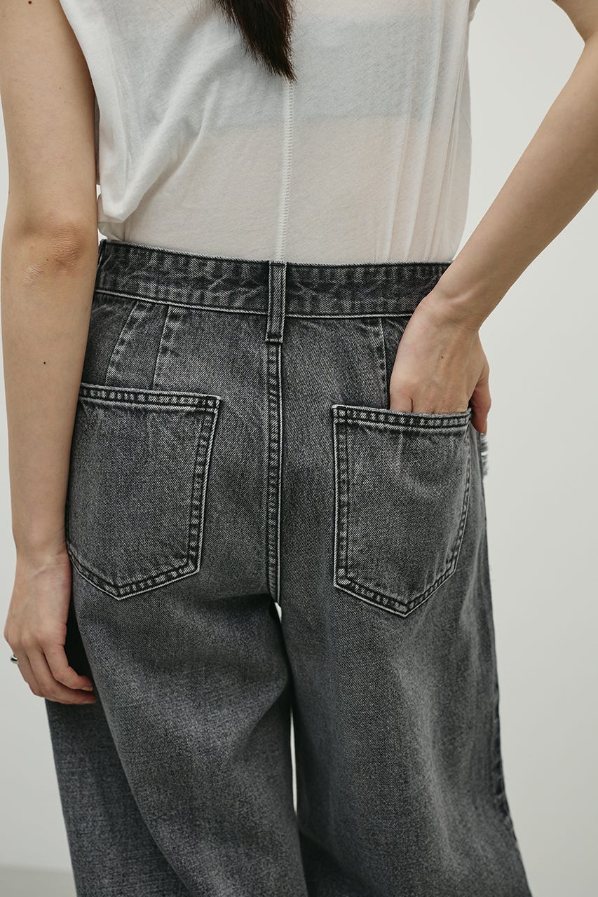 サイドフリンジワイドデニム BLK S