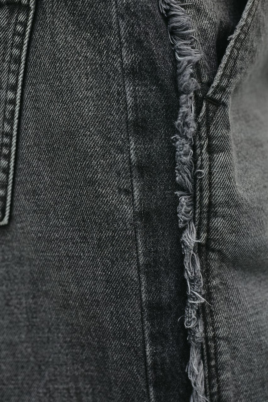 サイドフリンジワイドデニム BLK S